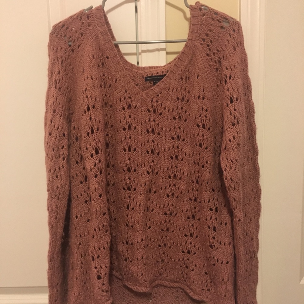 Blush American Eagle V-Neck Sweater Size XL